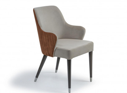 Luxury chair with armrests gray upholstered seat modern dining room designer furniture
